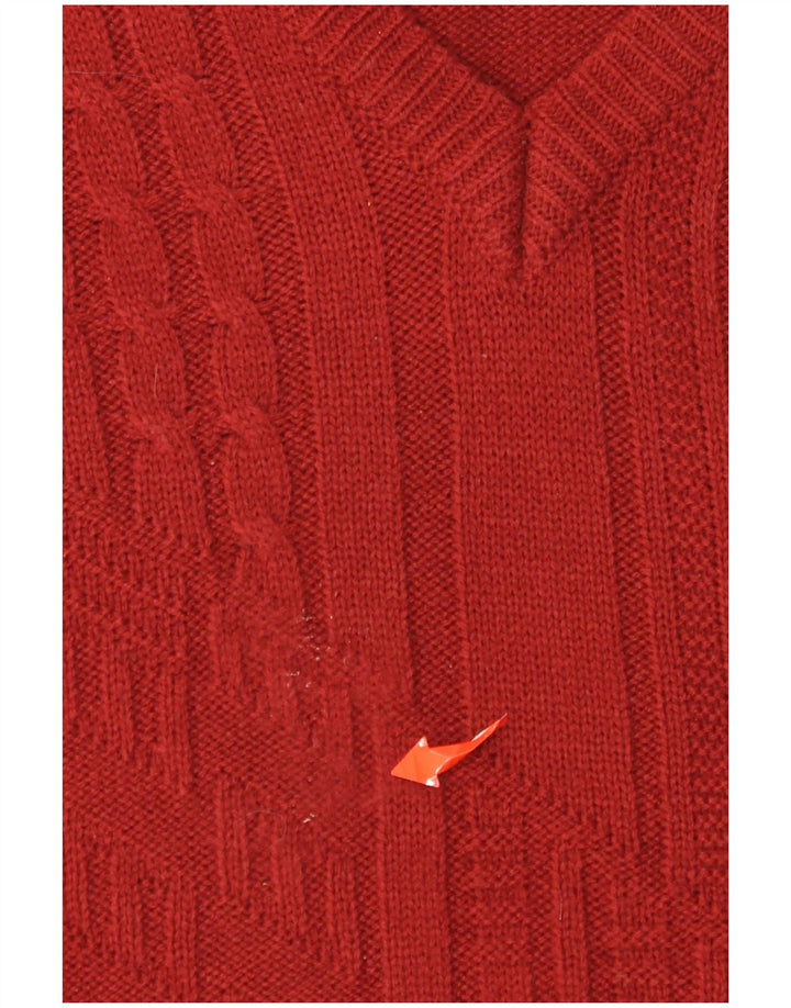 Jacques Lorant Herren-Pullover mit V-Ausschnitt, UK 38/40, mittelrot, Polyacryl