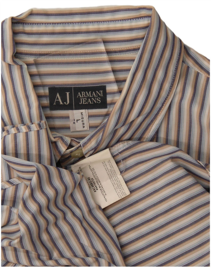 Armani Jeans Herrenhemd, groß, mehrfarbig, gestreift, Baumwolle
