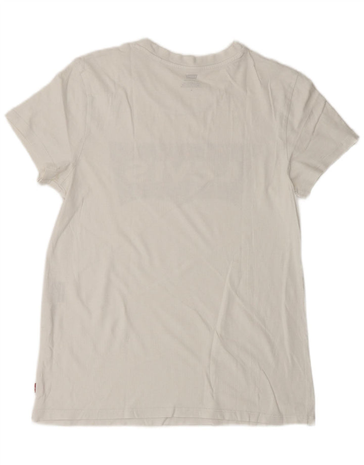 Levi's Damen Grafik-T-Shirt-Oberteil UK 14 Mittelweiß