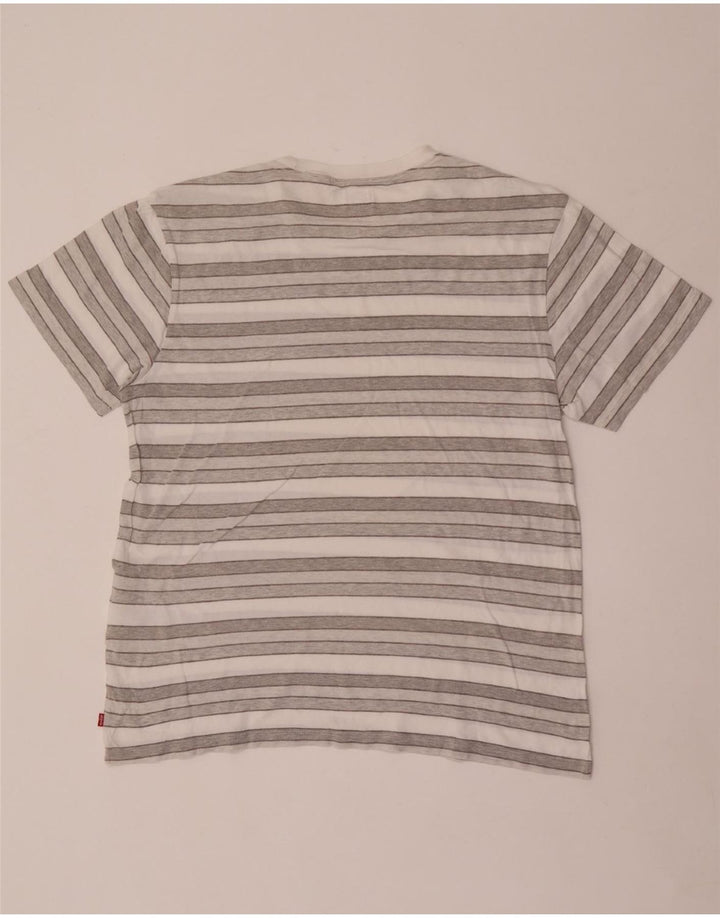 Levi's Herren-T-Shirt-Oberteil, groß, grau gestreift, Baumwolle