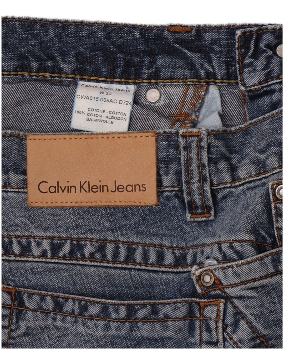 Calvin Klein Damen Flared Jeans W30 L34 Blaue Baumwolle