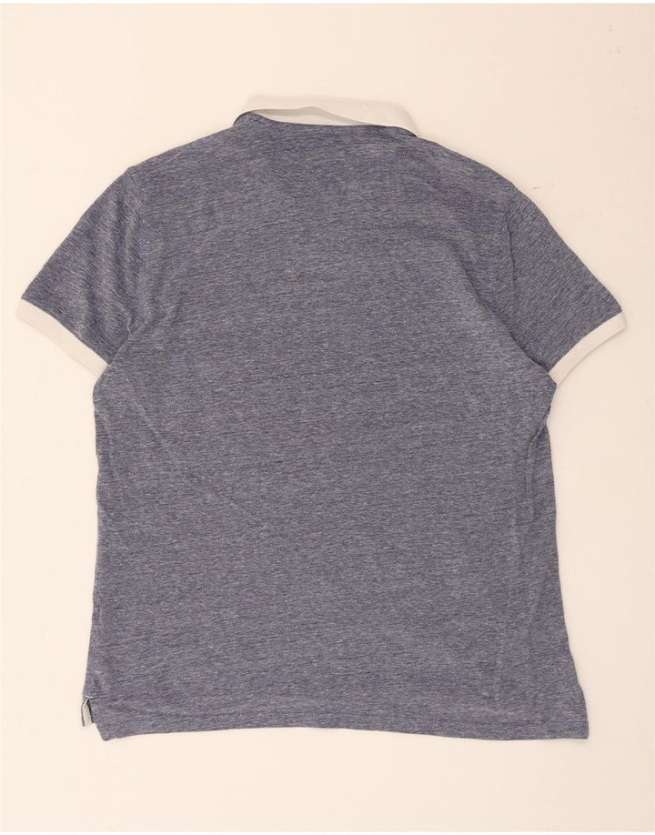 Massimo Dutti Herren Rugby-Poloshirt, große blaue Baumwolle