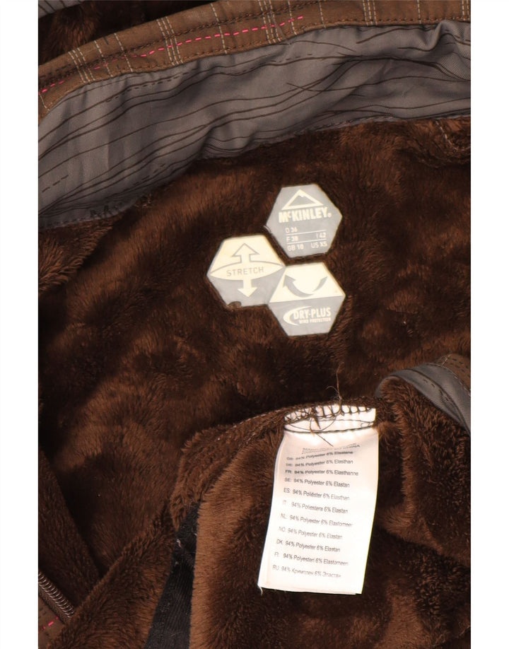 MC KINLEY Sherpa-Parkajacke mit Kapuze für Damen, UK 10, klein, braun kariert