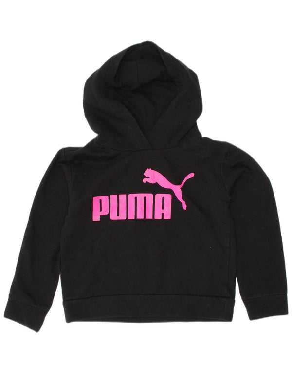 Puma Mädchen-Kapuzenpullover mit Grafik, 4–5 Jahre, schwarze Baumwolle