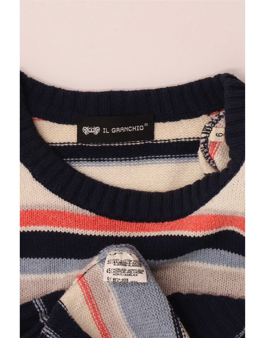 Il Granchio Herren-Pullover mit Rundhalsausschnitt, groß, mehrfarbig gestreift