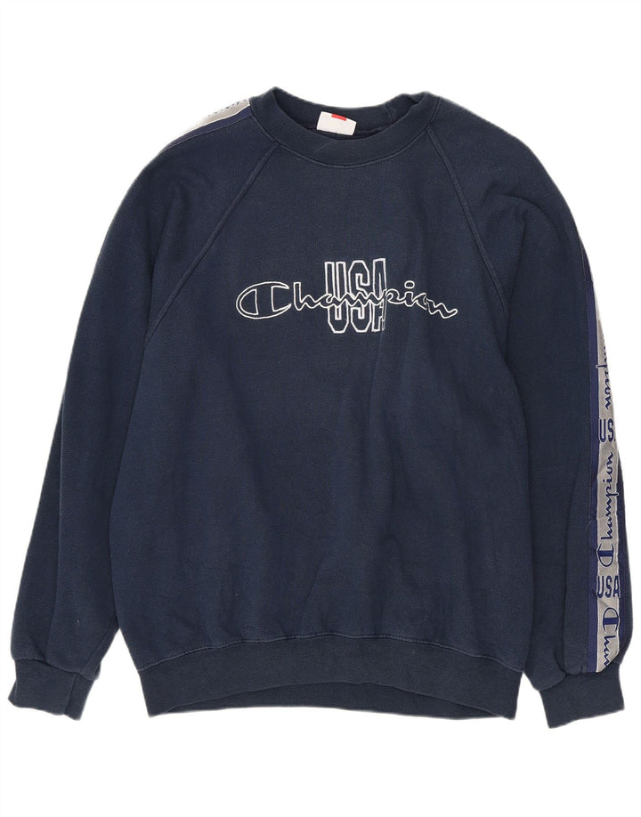CHAMPION Herren-Sweatshirt mit Grafik, mittlere marineblaue Baumwolle