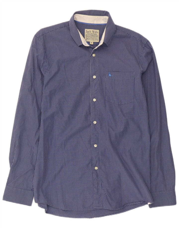 Jack Wills Herrenhemd aus mittelblauer Gingham-Baumwolle