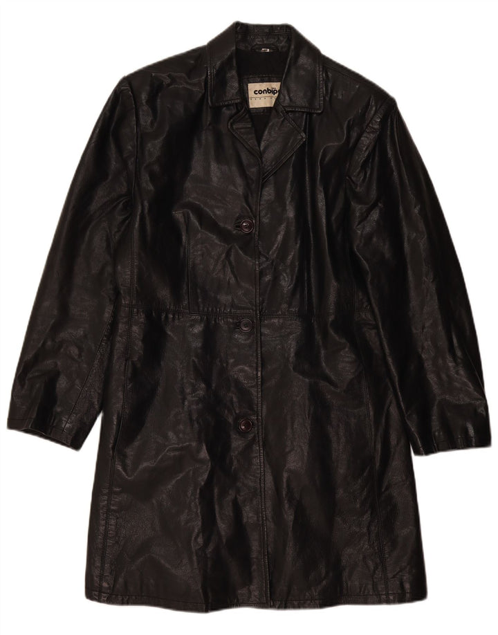 Conbipel Damen Ledermantel IT 44 Mittelschwarzes Leder