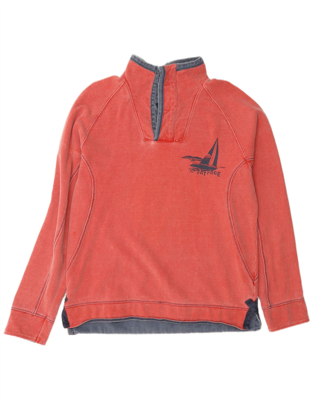 Fat Face Herren-Sweatshirt mit grafischem Reißverschluss am Hals, Größe S, Baumwolle, Rot