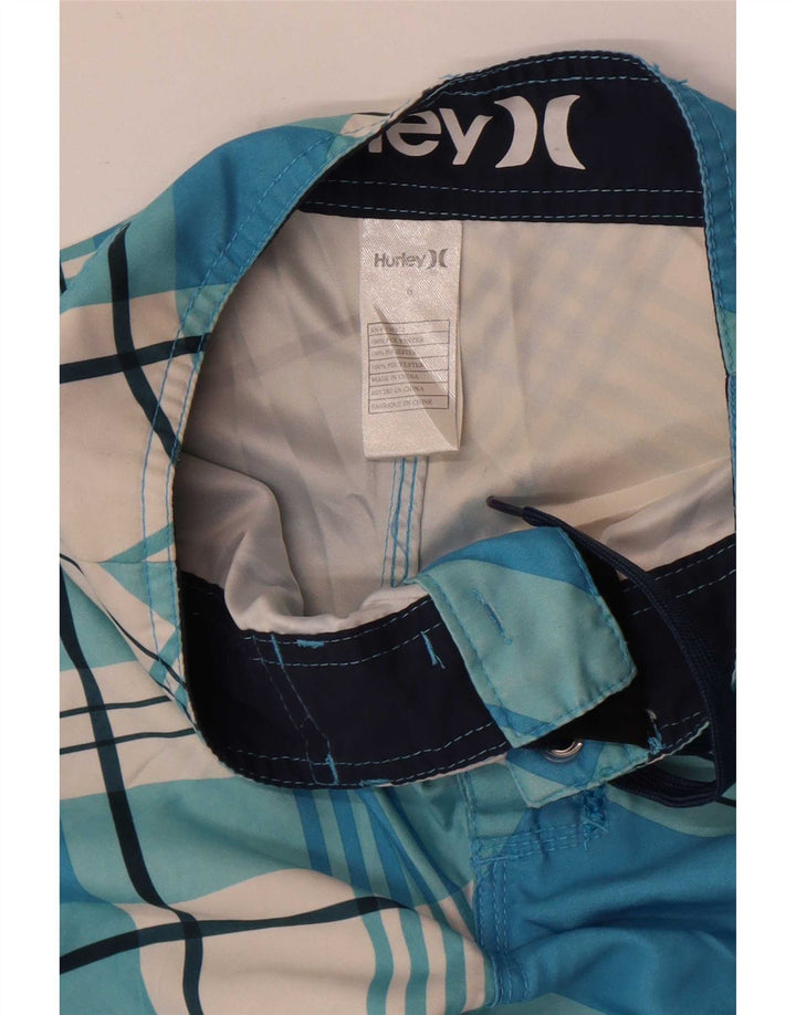 Hurley Jungen Badeshorts mit Grafik, 5–6 Jahre, blau kariert, Polyester