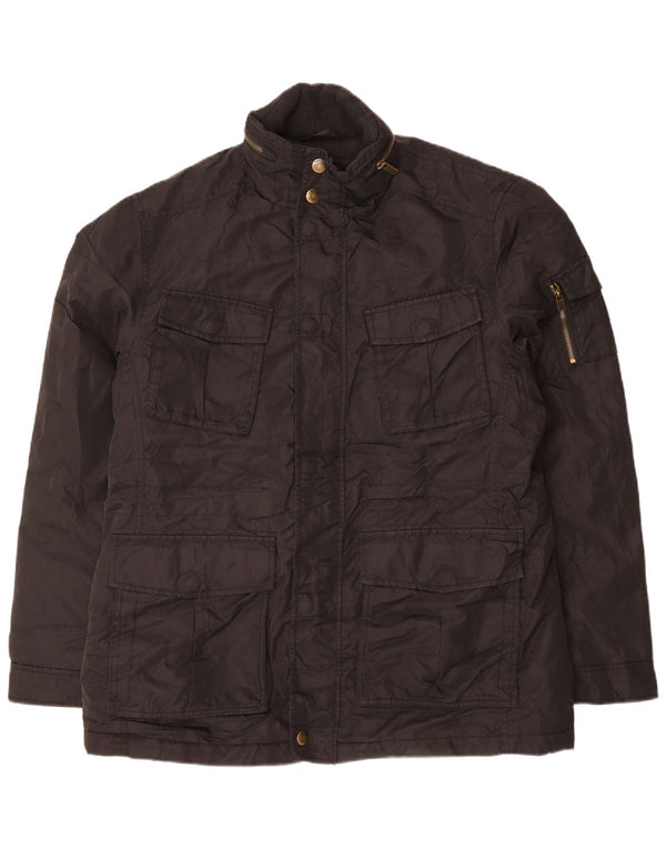 Esprit Mens Hooded Utility Jacket UK 44 2XL Black Polyester