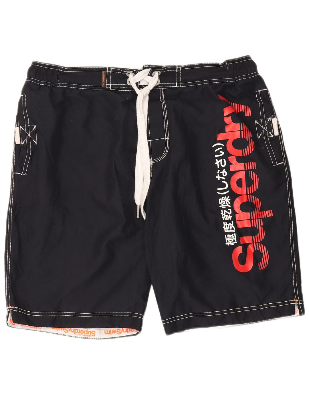 Superdry Herren-Badeshorts mit Grafik, 2XL, schwarzes Polyester