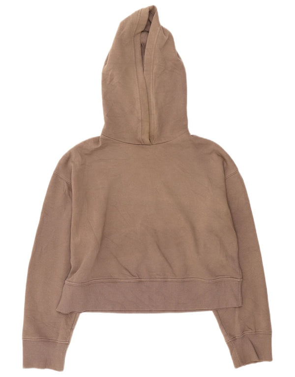 Zara Damen Crop Oversized Hoodie Pullover UK 10 Small Graue Baumwolle
