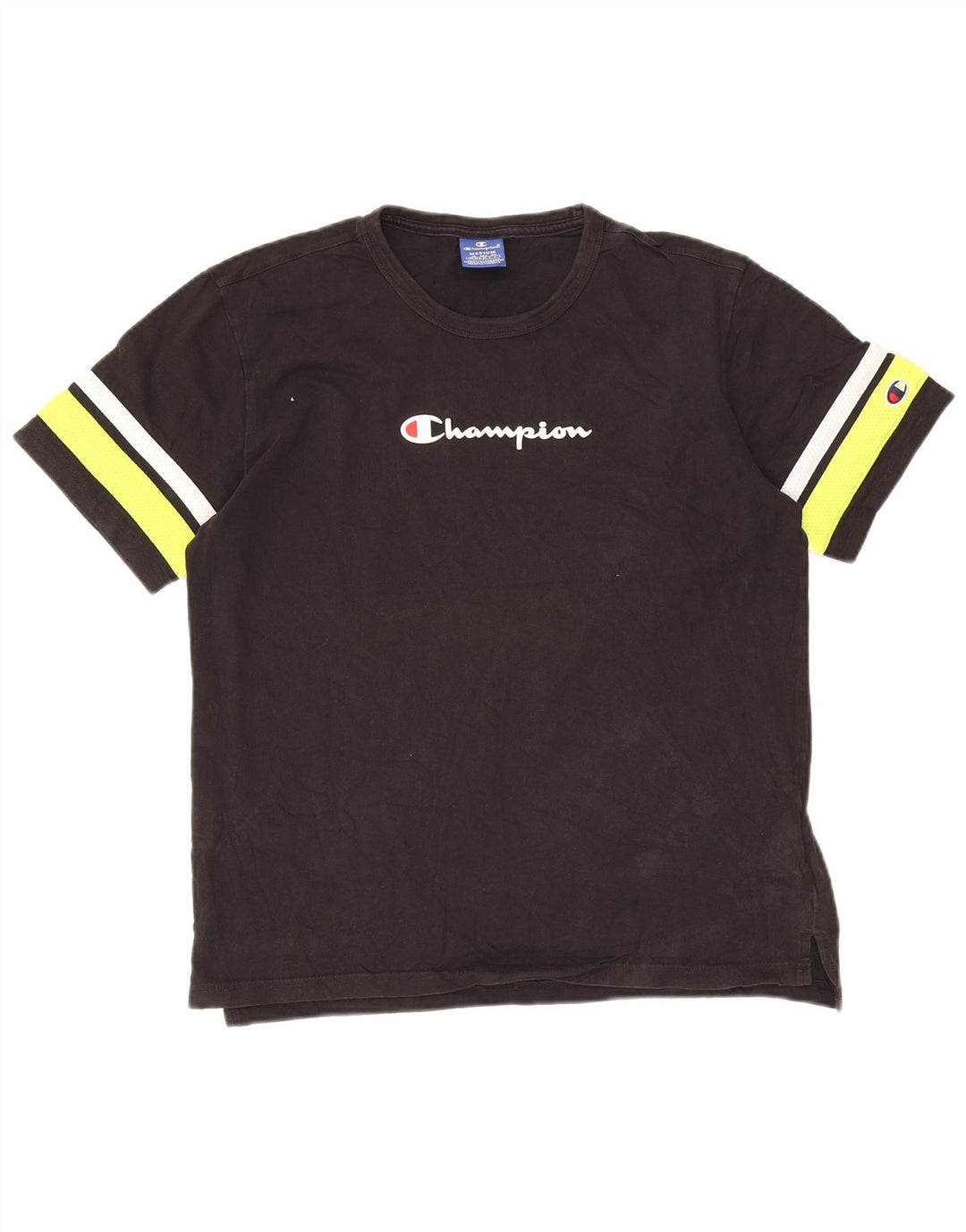 Champion Herren-T-Shirt mit Grafik, Mittelschwarz, Colourblock-Baumwolle