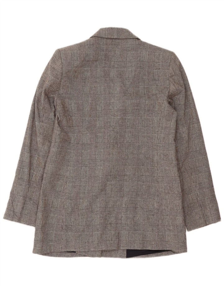 Zweireihiger Blazer für Damen von ZARA, Gr. 14, Mittelgrau mit Hahnentrittmuster