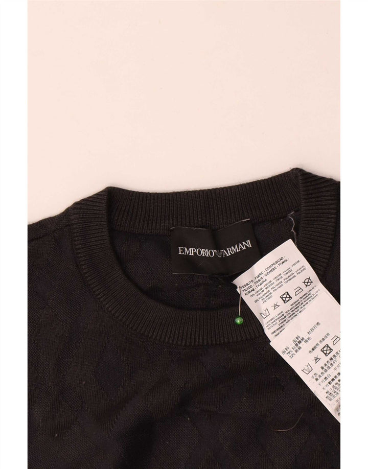 Emporio Armani Herren-Pullover mit Rundhalsausschnitt, mittelgraue Viskose