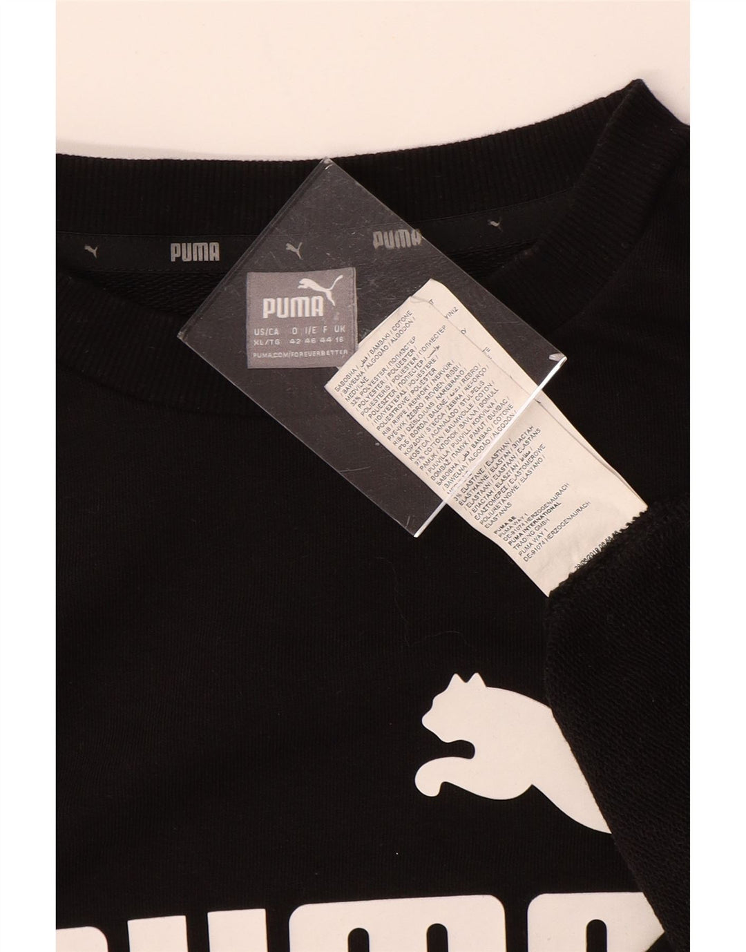 PUMA Womens Graphic Sweatshirt Jumper UK 16 Large Black Cotton