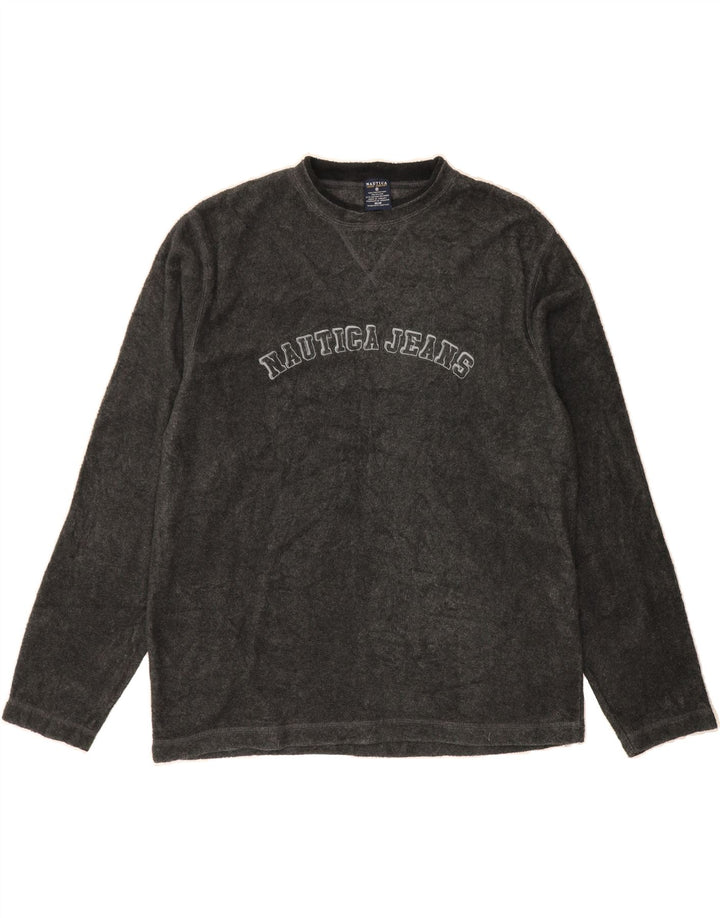 NAUTICA Mens Fleece Graphic Top Long Sleeve Medium Grey Polyester Vintage Nautica and Second-Hand Nautica from Messina Hembry 