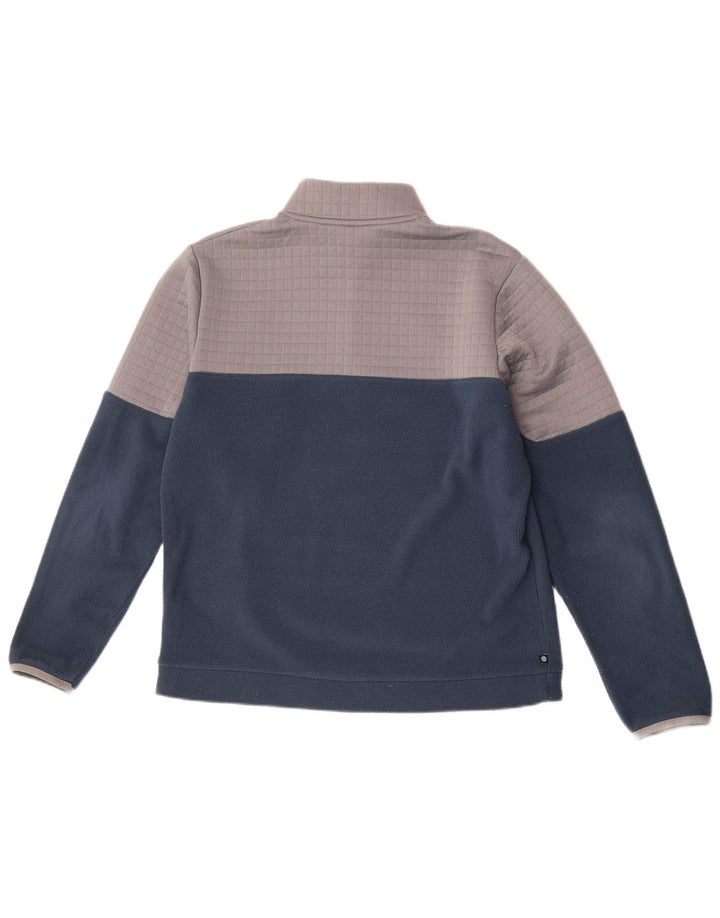 Adidas Herren-Fleecepullover mit Reißverschluss am Hals, mittleres Marineblau, Farbblock-Polyester