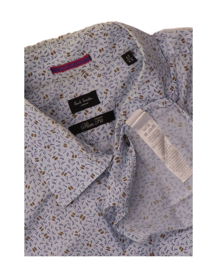 Paul Smith Herren-Hemd mit abstraktem Muster, schmale Passform, Größe 43 17, Mittelblau