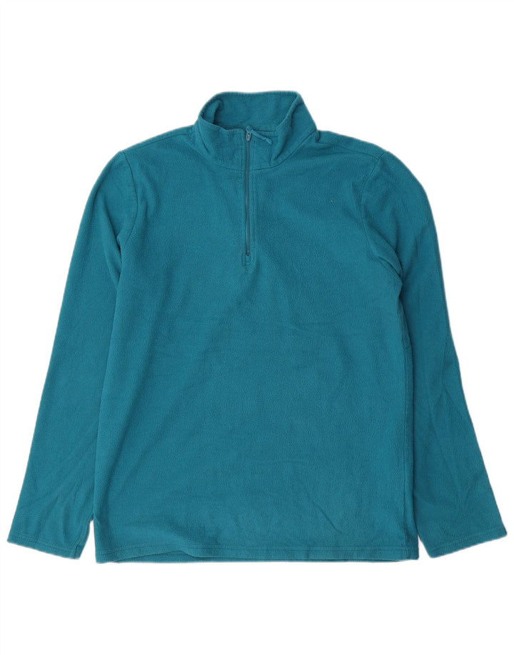 MOUNTAIN WAREHOUSE Herren-Fleecepullover mit Reißverschluss am Hals, mittelblaues Polyester