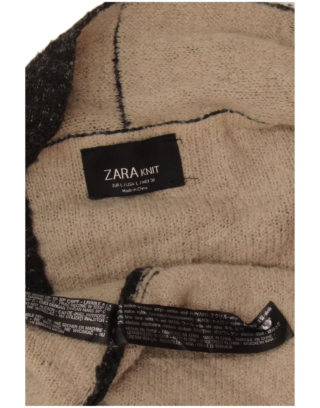 Offener Strickjackenpullover für Damen von Zara, UK 16, Größe L, Schwarz, Acryl