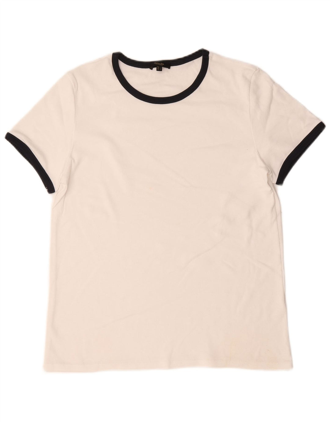Massimo Dutti Damen T-Shirt Top UK 14 Large Weiß Colourblock