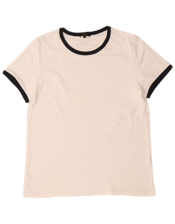 Massimo Dutti Damen T-Shirt Top UK 14 Large Weiß Colourblock