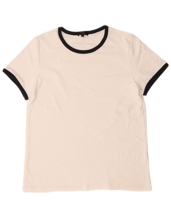 Massimo Dutti Damen T-Shirt Top UK 14 Large Weiß Colourblock