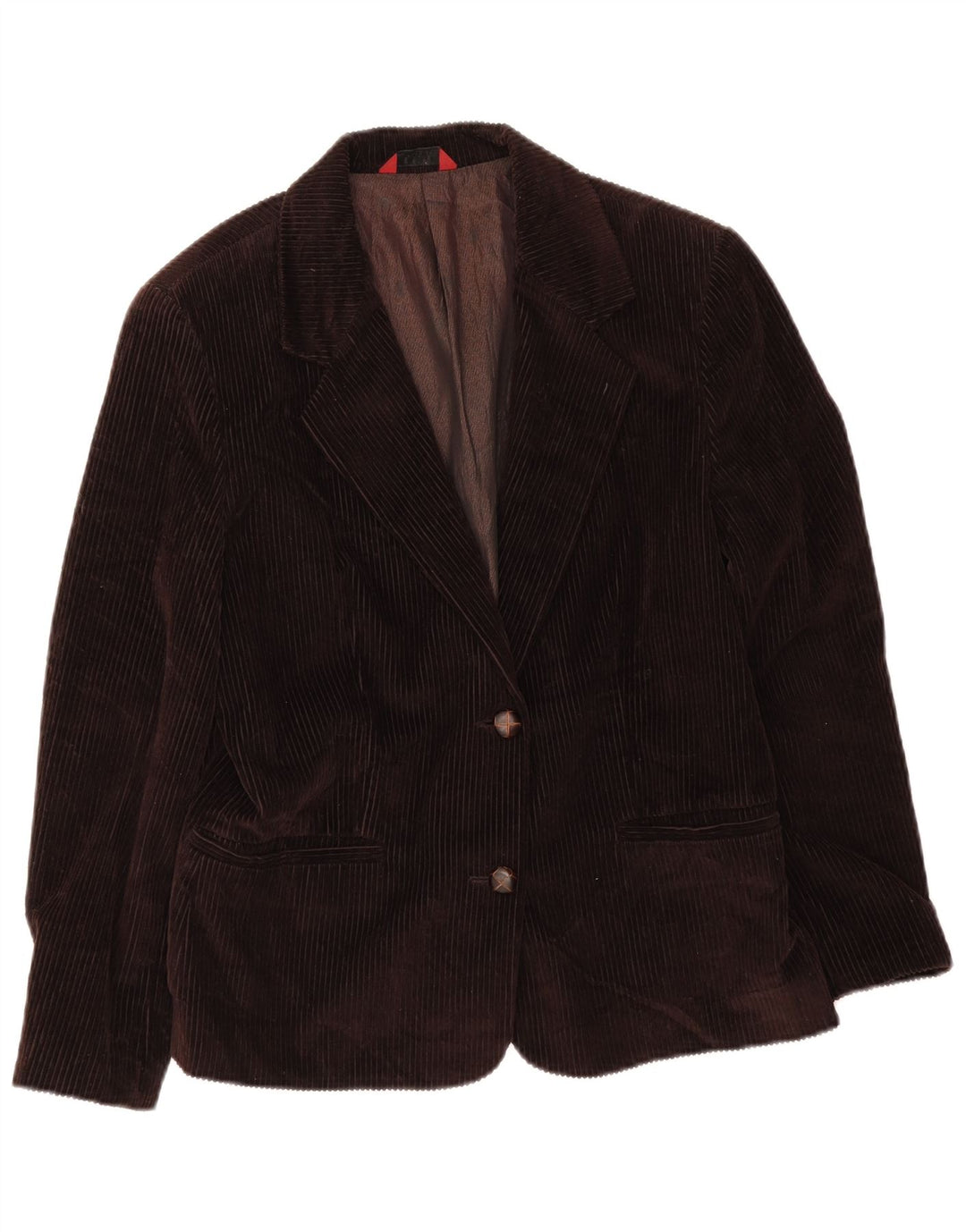 Sisley Damen 2-Knopf-Blazer aus Cord, UK 16, Größe L, braun, Baumwolle
