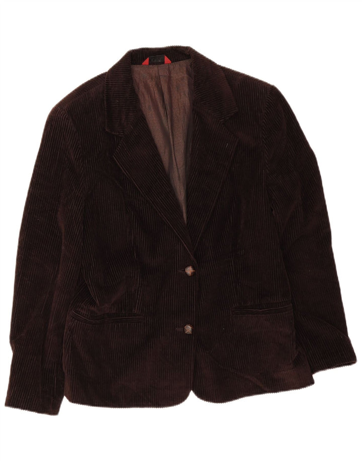 Sisley Damen 2-Knopf-Blazer aus Cord, UK 16, Größe L, braun, Baumwolle