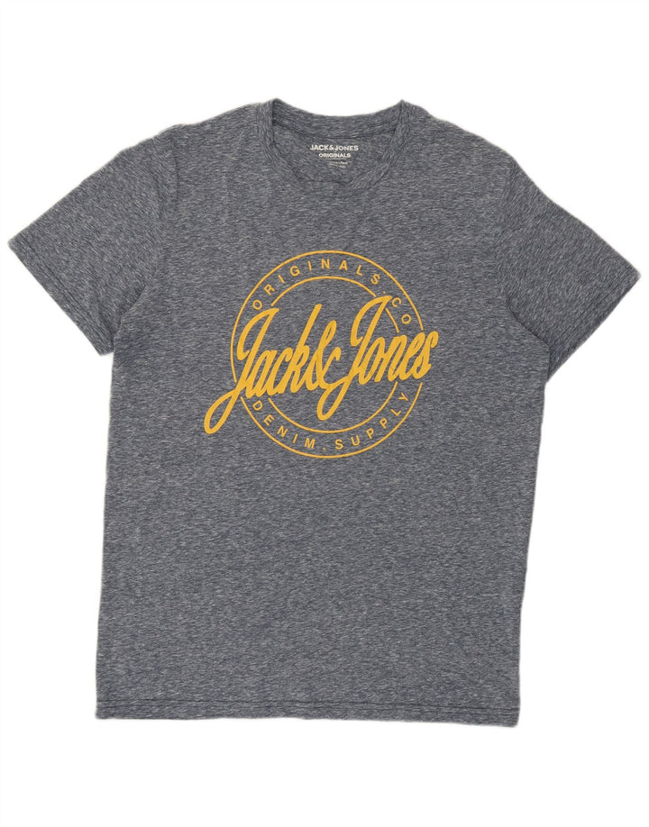 Jack & Jones Herren Grafik-T-Shirt-Oberteil Mittelblau meliert