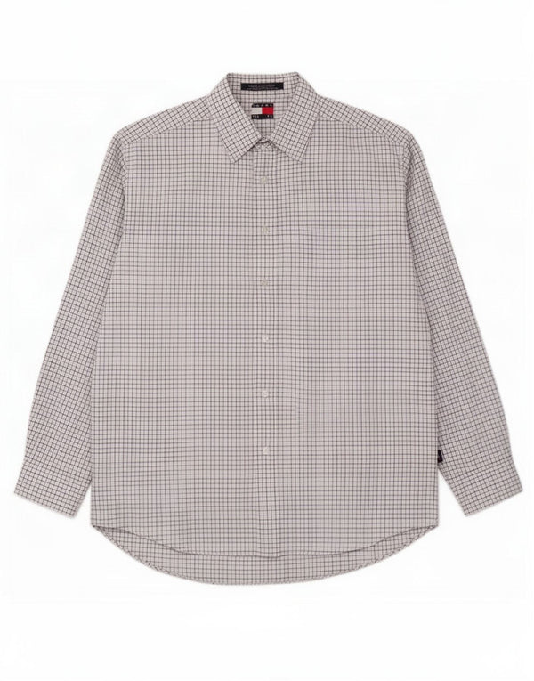 Tommy Hilfiger Herrenhemd, groß, weiß kariert, Baumwolle