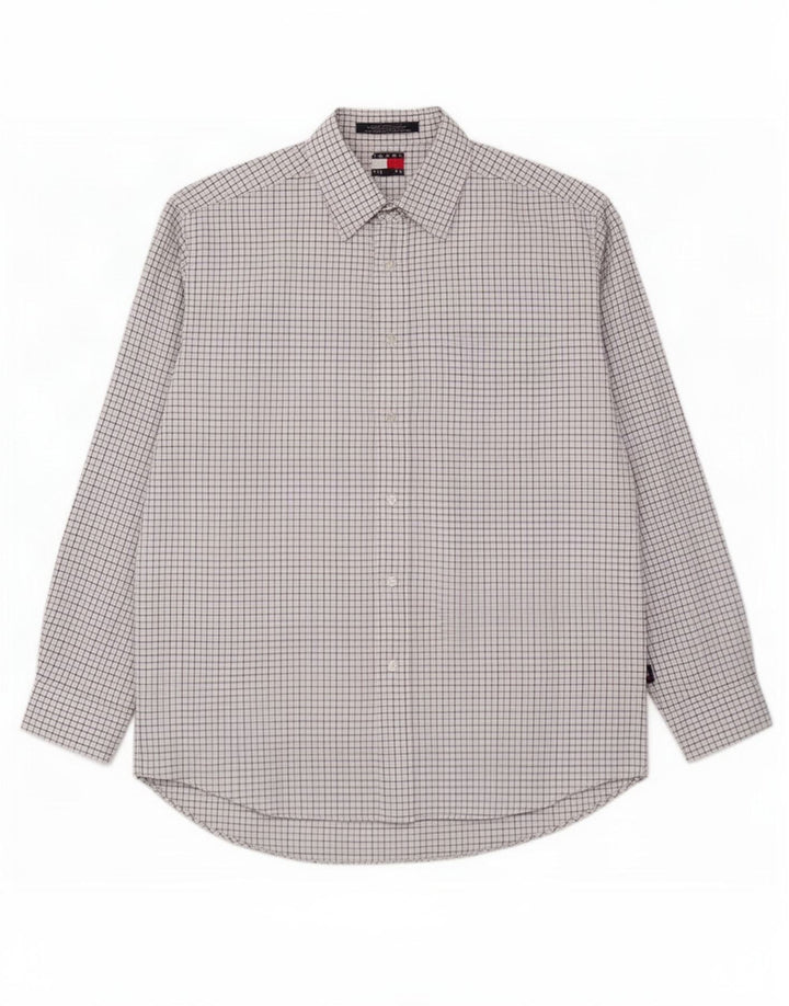 Tommy Hilfiger Herrenhemd, groß, weiß kariert, Baumwolle