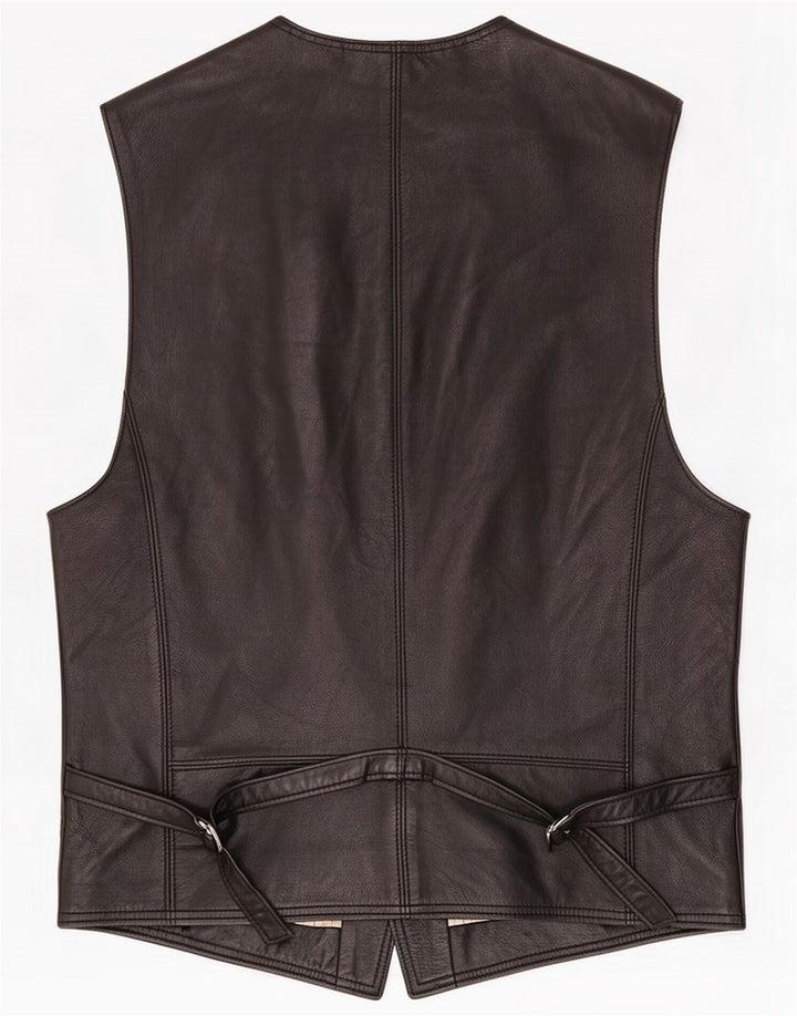 Vintage Herren Lederweste Medium Schwarz