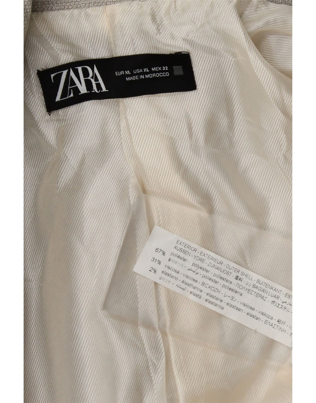 Zara Damen Crop Double Breasted Blazer Jacke UK 18 XL Grau Polyester