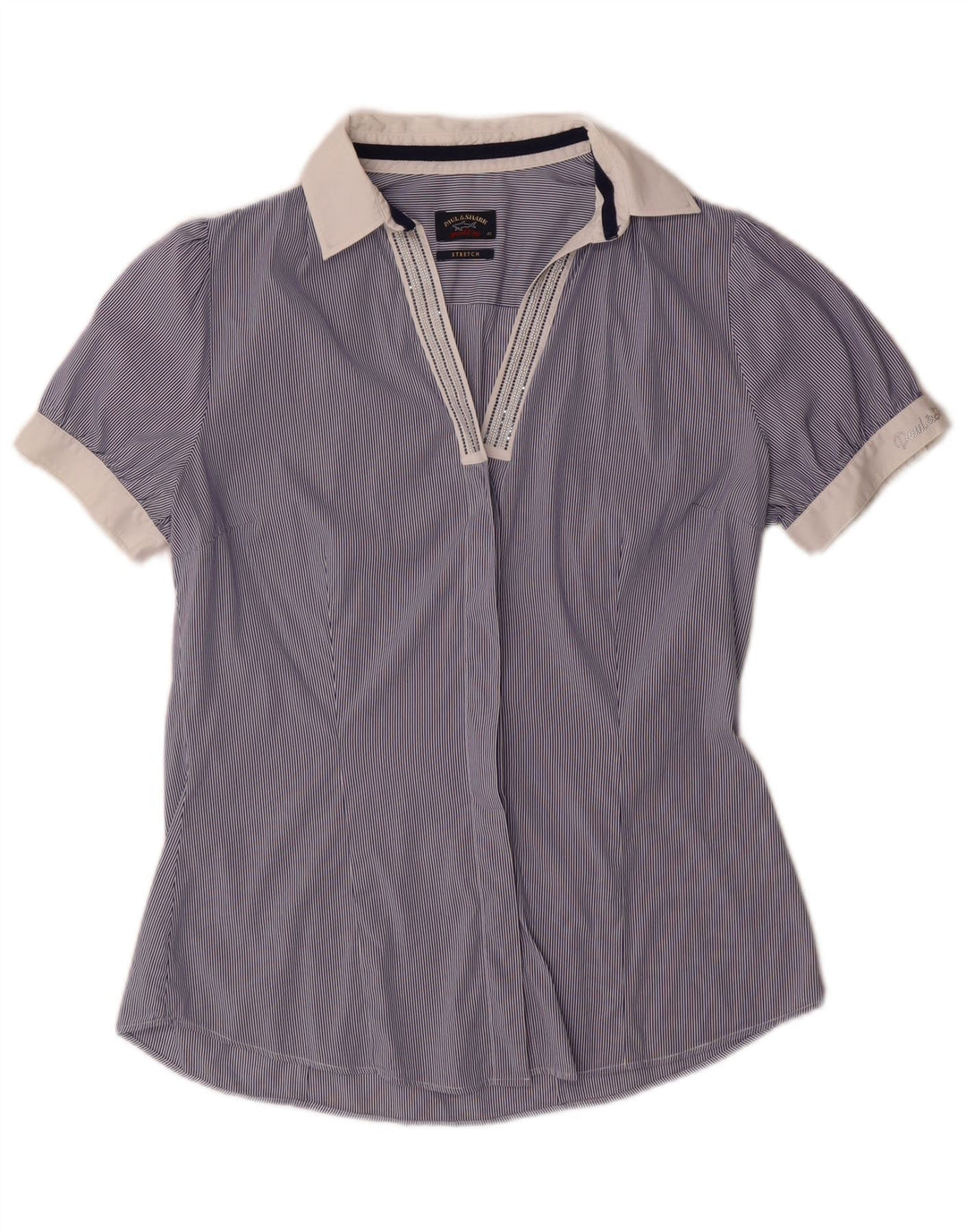 PAUL & SHARK Damen Yachting Pullover Shirt IT 42 Mittelblauer Nadelstreifen
