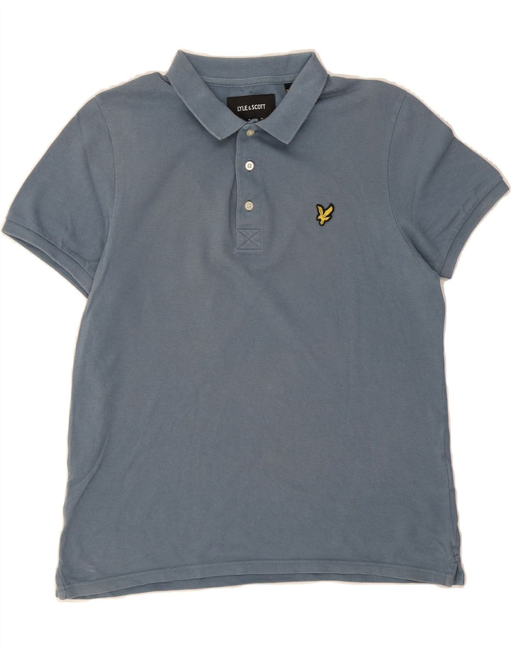 LYLE & SCOTT Mens Polo Shirt Medium Blue Cotton Vintage Lyle & Scott and Second-Hand Lyle & Scott from Messina Hembry 