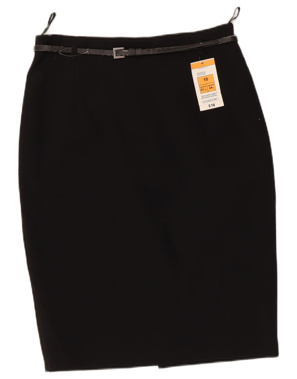 Marks & Spencer Damen Bleistiftrock UK 10 Small W28 Schwarz Polyester