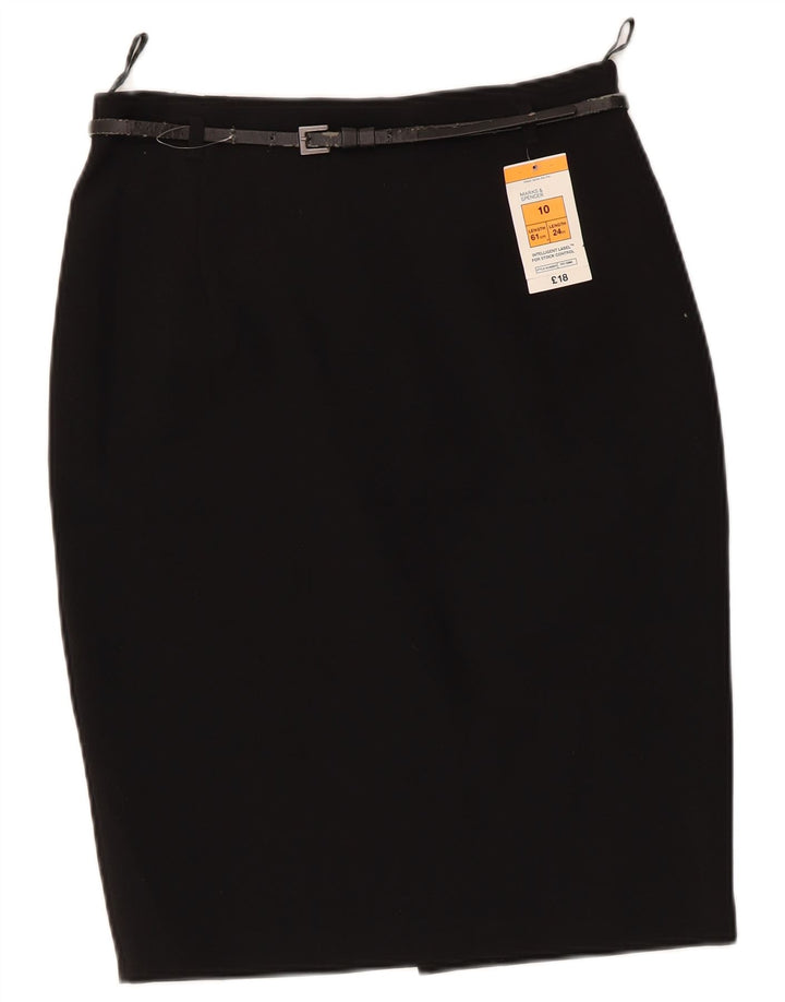 Marks & Spencer Damen Bleistiftrock UK 10 Small W28 Schwarz Polyester