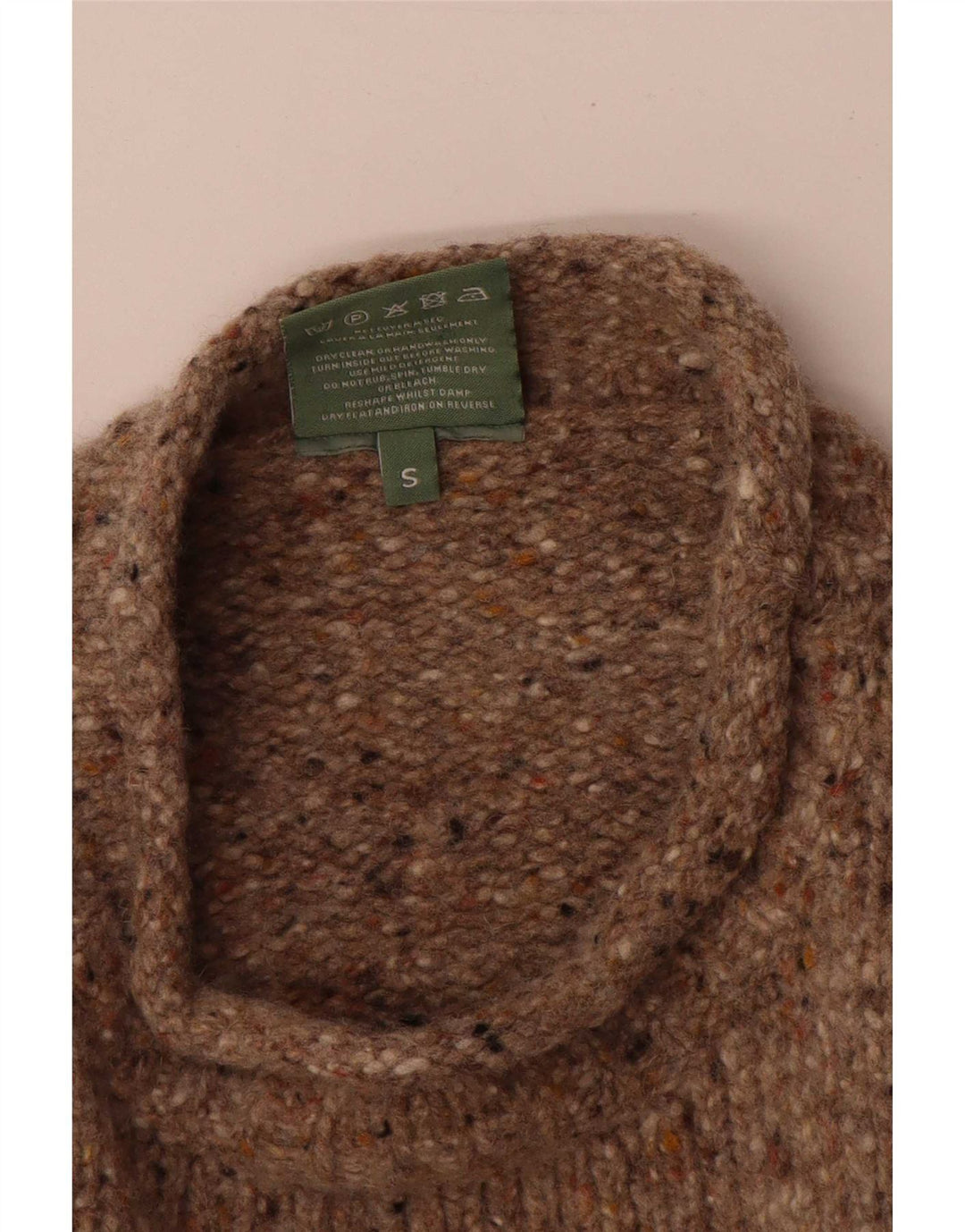 Aran Damen-Pullover mit Rollkragen, übergroß, Gr. 10, Größe S, Beige gefleckt