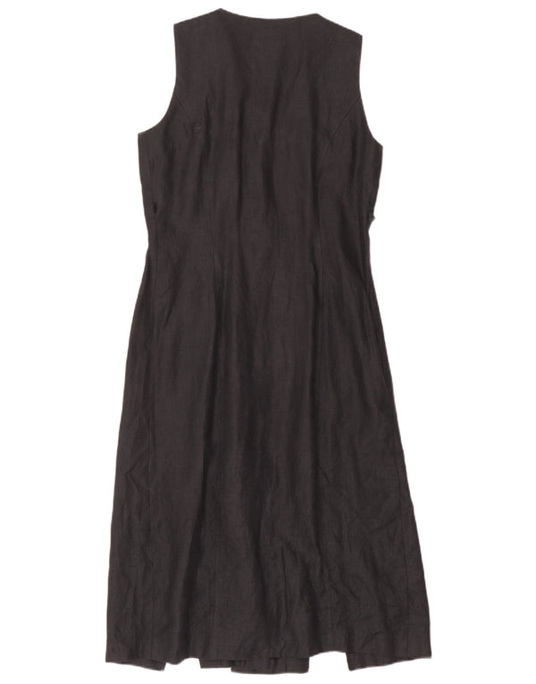 Vintage Damen Ärmelloses Hemdkleid IT 42 Mittelschwarzes Fischgrätenmuster