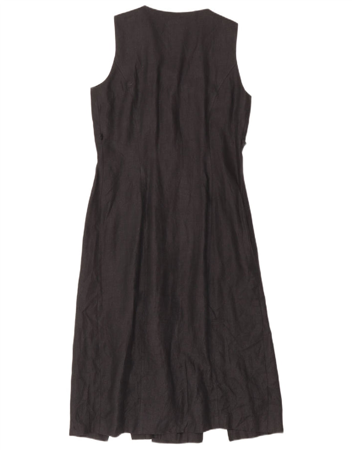 Vintage Damen Ärmelloses Hemdkleid IT 42 Mittelschwarzes Fischgrätenmuster