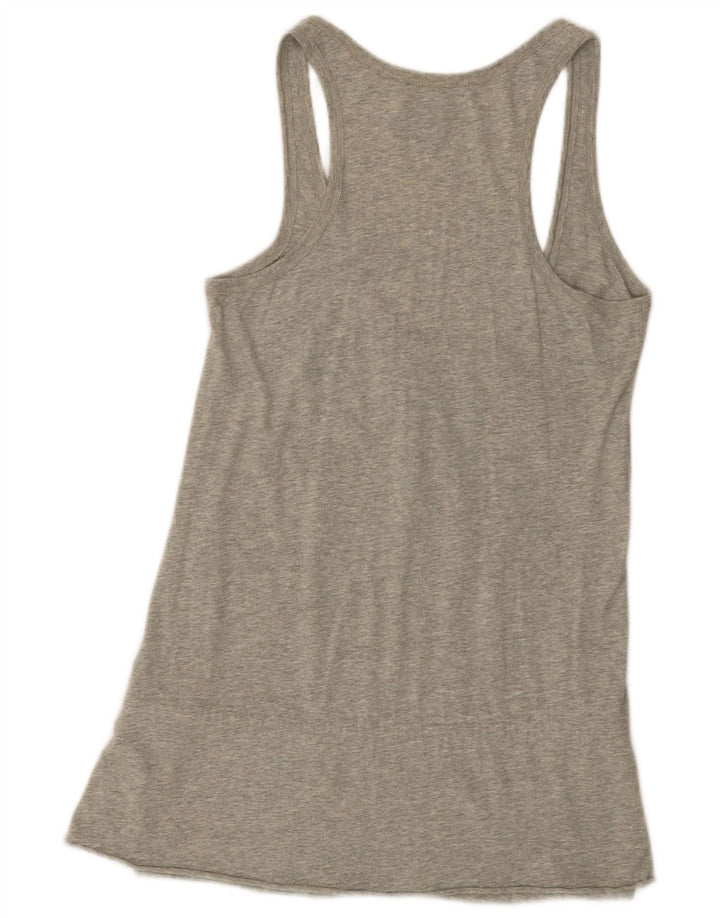 POLO RALPH LAUREN Damen Grafik-Trägershirt UK 14 Große graue Baumwolle