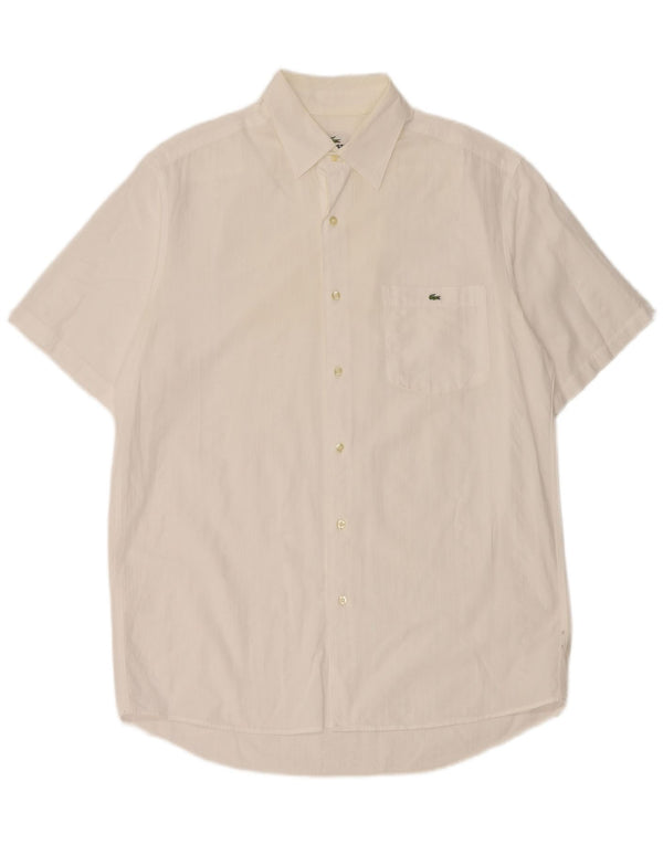 Lacoste Mens Short Sleeve Shirt Size 41 Large White Cotton