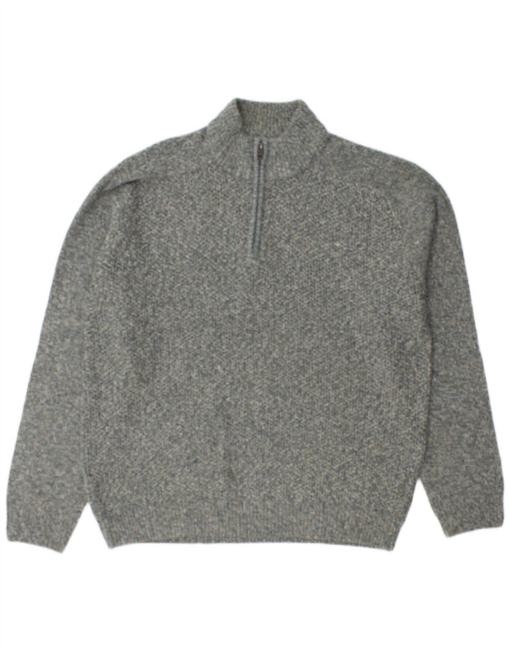 MARKS & SPENCER Herren-Pullover mit normaler Passform und Reißverschluss, XL, grau meliert