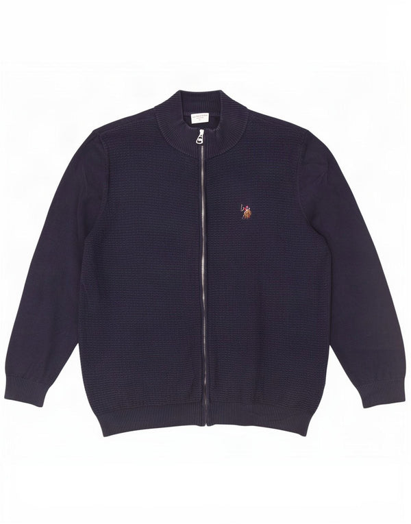 U.S. Polo Assn. Mens Cardigan Sweater XL Navy Blue Cotton