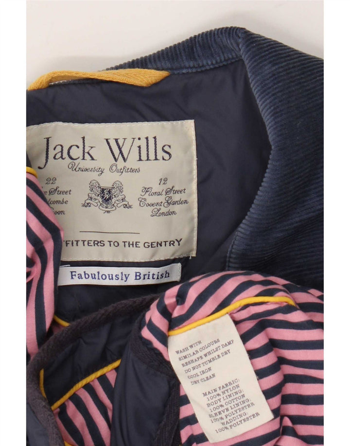 Jack Wills Damen Steppjacke UK 14 Medium Marineblau Nylon