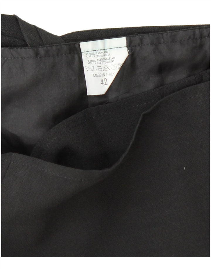 VINTAGE Damen Mini-Wickelrock IT 42 Medium W26 Schwarze Wolle