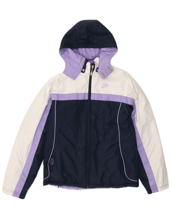 Nike Mädchen-Kapuzenjacke, gepolstert, 13–14 Jahre, XL, lila, Colourblock-Polyester